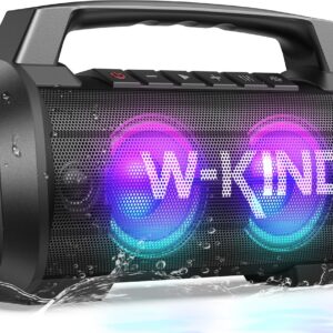 W-KING Portable Speakers Bluetooth Wireless, 120W Max Loudest Bluetooth Speaker, IPX6 Waterproof Outdoor Speaker with 70W Deep Bass/2*Subwoofer/DSP/EQ/42H/LED/MAC-in/TF/2...