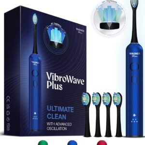 Wagner Stern VibroWave Plus Oscillation & Vibration Sonic Electric Toothbrush with 4 Brush Heads. IPX7 Waterproof.