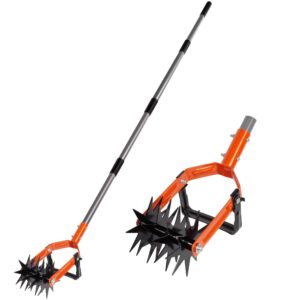 Walensee Rotary Cultivator Tool, Adjustable Garden Hand Tiller with Stainless Steel Pole, 2-in-1 Garden Weeder and Crumbler Soil Cultivator Tool with Weeding Knife for Soil...
