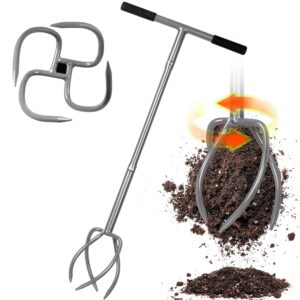 Walensee Upgrade Twist Tiller Manual Hand Tiller Garden Claw Cultivator with a Removable Big Claw, Garden Claw Tool Long Handle Steel Tiller Lawn Aerator Soli Lossener for...