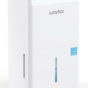 Waykar 150 Pint Energy Star Dehumidifier for Large Rooms up to 7,000 Sq. Ft. for Home, Basement, Commercial, Industrial, with Drain Hose & Tank, Auto Defrost, Ultra Quiet, Smart...