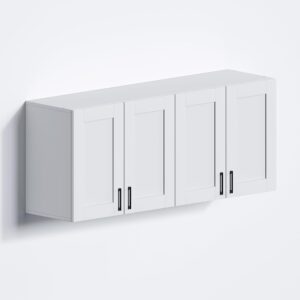 White Laundry Room Cabinets and Storage with 4 Doors and Utility Adjustable Shelf,Gabinetes Para Cocina Cupboard Kitchen Organizers and Storage Pantry Wall Mounted 12.4"D x...