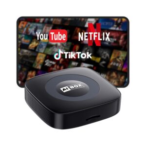 Wireless Carplay Adapter with Netflix/YouTube Ai Box for iPhone & Android Auto Supports TF Card Plug & Play Car Play Video Entertainment Box Fits for OEM Wired CarPlay Cars