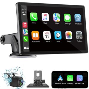Wireless Carplay Screen for Car 7" HD Portable Car Stereo Touchscreen with Apple CarPlay and Android Auto with Mirror Link/Backup Camera/Bluetooth/GPS Navigation/AUX for All...