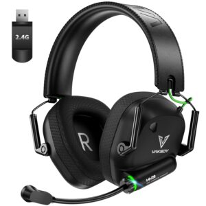 Wireless Gaming Headset for PC, PS5, PS4, Mac, Switch, 2.4GHz USB Dongle Headphones with Mic, Bluetooth 5.4, 50mm Driver, Stereo Sound, Cool Lighting, 50H Battery-Black/Green