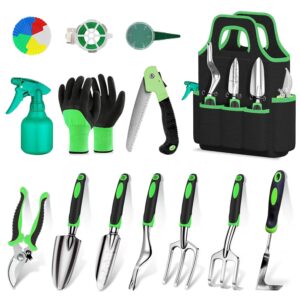 WNJ Garden Tool Set, 14PCS Complete Set of Heavy-Duty Stainless Steel Gardening Hand Tools with Stylish and Durable Tool Bag and Non-Slip Rubber Grips, Ideal Gardening Kit Gift...