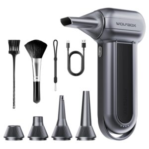 WOLFBOX MF100 Electric Air Duster-150000RPM Super Power Cordless Air Duster, Rechargeable Brushless Motor Durable Blower, 3-Gear Adjustable Dust Blower for Computer, Keyboard,...