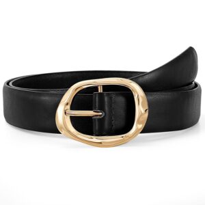 Women Leather Belt for Jeans Pants Ladies Casual Waist Belt Fashion Women Belt with Gold Buckle