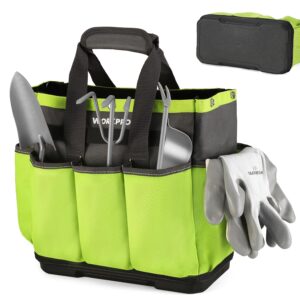 WORKPRO Garden Tool Bag with Waterproof Plastic Base, 8 Pockets Gardening Bag, Heavy Duty Oxford Garden Tote Caddy, Gardening Tool Kit Holder for Indoor and Outdoor(Tools NOT...