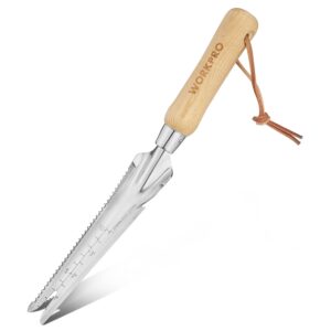 WORKPRO Hand Weeder Puller, 5-in-1 Stainless Steel Garden Trowel with Wooden Handle,Gardening Weeding Tool for Easy Weeder Removal, Planting, Weeding, Flower & Vegetable Care in...