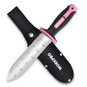 WORKPRO Hori Hori Garden Knife, 7" Stainless Steel Blade with Cutting Edge, Garden Tools with Oxford Sheath, Ergonomic TRP Handle with Hanging Hole for Weeding, Planting,...