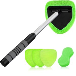 XINDELL Windshield Cleaner Tool โ Upgrade Large Head Car Interior&Exterior Window Cleaning Kit with Extendable Handle & 4 Microfiber Pads, Auto Wiper Brush for Car, Trucks,...