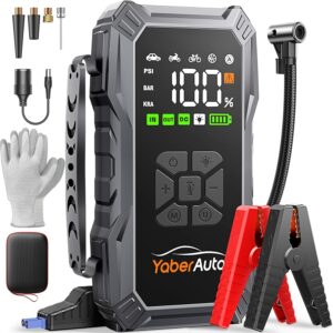 YaberAuto 10-in-1 Jump Starter with Air Compressor 6000A 150PSI Portable Car Battery Jump Starter (All Gas/10L Diesel) Jump Box Car Battery Jumper Starter Portable Jumper...