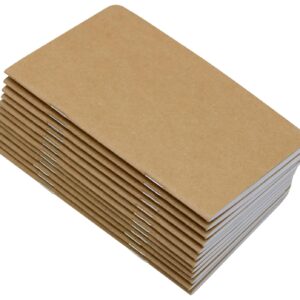 Yansanido 12 Pcs 5.5 Inch x 3.5 Inch Brown Cover Pocket Notebook 32 Sheets (64 Pages) 8 mm Ruled Pages 70 Gsm Paper (Lined(Pack of 12), Brown)