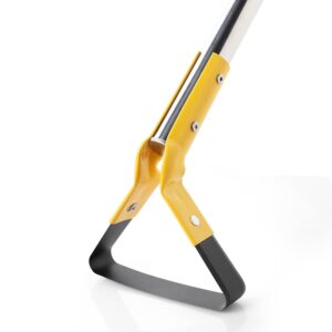 Yocada Hoe Garden Tool Hoe 61” Long Handle Stainless Steel Hoe Heavy Duty for Weeding Grass Roots Cutting Soil Loosening Ditching and Sowing Gardening