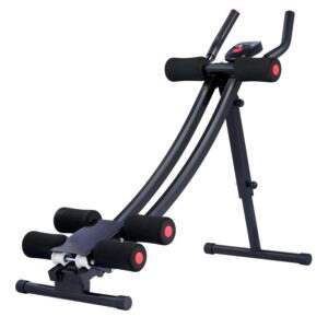 ZELUS Ab Machine for Home Gym, Core Strength Training Equipment for Home Fitness, Ab Crunch Coaster with 4 Intensities and Digital Display, Foldable Core Trainer for Abdominal