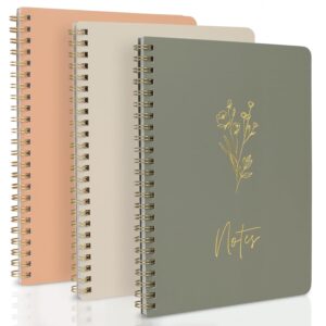 ZICOTO Aesthetic Spiral Notebook Set of 3 For Women - Cute College Ruled 8x6 Journal/Notebook with Large Pockets And Lined Pages - Perfect Supplies to Stay Organized at Work or...