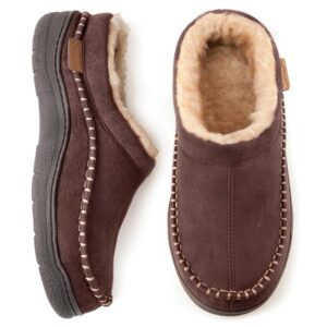 Zigzagger Men's Slip On Moccasin Slippers, Indoor/Outdoor Warm Fuzzy Comfy House Shoes, Fluffy Wide Loafer Slippers