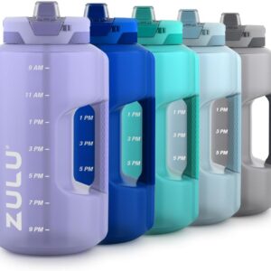 Zulu Goals Gallon 128oz Large Water Bottle Jug with Time Marker & Handle for All Day Hydration | Silicone Soft Straw with Locking Leak-Proof Lid | For Gym, Camping, Workout, and...