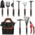 10 Pack Garden Tool Set – Carbon Steel Heavy Duty Gardening Set with Non-Slip Handles & Carry Bag Garden Hand Tools Gift for Women and Men by VZZNN