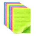 (12 Pack) Lined Sticky Notes 4×6 in Ruled Stickies Super Sticking Power Memo Pads Bright Colors by Kozerite