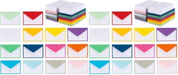 140 Mini Envelopes With White Blank Note Cards, Mini Envelopes 4"x 2.7" For Business Cards, Gift Cards (Assorted Colors)… by Purple Q Crafts