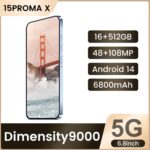 15 Pro MAX Unlocked Phone,Smartphone Battery 6800mAh 6.8" HD Screen The Phone,Android 14.0 16+512GB with 128GB Memory Card Cell Phone, 5G/Face ID/Fingerprint Lock/GPS (Blue) by AOZVEIZ