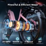 1500W Motor Peak Electric Bike for Adults and Teenagers, 48V 20AH Removable Battery Step Thru EBike, 30+MPH, 80 Miles Max Range, 24" Fat Tire Adult Electric Bicycles for 7 Speed by SASIKEIBIKE