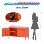 2 Door Accent Cabinet,Orange Metal Storage Cabinet with Adjustable Shelf,2-Tier Shelf,Multipurpose Metal Locker Storage for Office Home,Music Studio (Orange) by Washsemba
