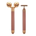 2-IN-1 Beauty Bar 24k Golden Pulse Facial Face Massager, Electric 3D Roller and T Shape Arm Eye Nose Head Massager Facial Roller Massager Kit Skin Care Tools by Beauty Bar