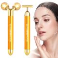 2-in-1 Electric Face Massager 24k Golden Facial Massager, 3D Roller and T Shape Facial Roller Massager Kit Skin Care Tools by DANGSHAN