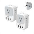 2 Pack European Plug Adapter USB C, TESSAN US to Europe Adapter 4 Outlets 3 USB Charger, Type C International Power Adaptor to Italy Spain France Portugal Iceland Germany,… by TESSAN