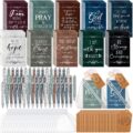 200 Pcs Christian Gift Sets Church Bible Verse Gift Bulk Include 50 Scripture Notebooks 50 Scripture Pens 50 Thanks Tags 50 Organza Bags for Women Christian Party Gifts(Fresh… by Qeeenar