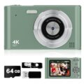 2025 Digital Camera – 1080P Vlog Camera, 44MP Compact, 16X Zoom, Anti-Shake, Green Gift for Kids by VYNCS