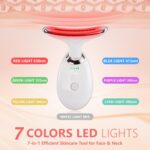 2025 New Face and Neck Massager Tool, 7 Colors LED Womens Skin Care Facial Massager for Skin Rejuvenation, Lifting, Toning, Glow Boost-White by EOSVAP