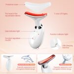 2025 New Face and Neck Massager Tool, 7 Colors LED Womens Skin Care Facial Massager for Skin Rejuvenation, Lifting, Toning, Glow Boost-White by EOSVAP