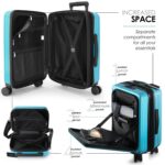 22 Inch Carry On Luggage 22x14x9 Airline Approved, Carry On Suitcase with Wheels, Hard-shell Carry-on Luggage, Durable Luggage Carry-On, Teal Small Suitcase with Cosmetic Case by TRAVELARIM