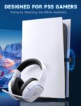 2.4GHz Wireless Gaming Headsets for PS5, PS4, PC, Switch - Bluetooth 5.3 Gaming Headphones with Noise Canceling Mic, 7.1 Surround Sound, 70H Battery, Blue Lighting - White by Gvyugke