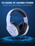 2.4GHz Wireless Gaming Headsets for PS5, PS4, PC, Switch - Bluetooth 5.3 Gaming Headphones with Noise Canceling Mic, 7.1 Surround Sound, 70H Battery, Blue Lighting - White by Gvyugke