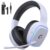 2.4GHz Wireless Gaming Headsets for PS5, PS4, PC, Switch – Bluetooth 5.3 Gaming Headphones with Noise Canceling Mic, 7.1 Surround Sound, 70H Battery, Blue Lighting – White by Gvyugke