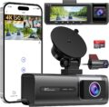 3 Channel 5G WiFi Dash Cam, 4K+1080P+1080P Dash Cam Front and Rear Inside with 64GB Card, 3.16” IPS Screen, G-Sensor, Loop Recording, Parking Monitor, 170° Wide Angle, IR Night… by Huntermax