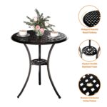 3 Piece Patio Bistro Set, Outdoor Bistro Table and Chairs Set of 2 w/Umbrella Hole, Rust-Resistant Cast Aluminum Bistro Set for Garden/Balcony/Backyard, Black by Z1UVDFUR