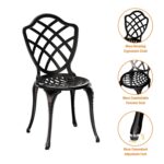 3 Piece Patio Bistro Set, Outdoor Bistro Table and Chairs Set of 2 w/Umbrella Hole, Rust-Resistant Cast Aluminum Bistro Set for Garden/Balcony/Backyard, Black by Z1UVDFUR