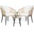 3 Piece Patio Bistro Set, Outdoor Wicker Apartment Balcony Furniture Sets, Rattan Table and Chairs Set of 2 for Porch Backyard Lawn Poolside Deck, Beige by PORWEY