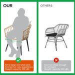 3 Piece Patio Bistro Set, Outdoor Wicker Apartment Balcony Furniture Sets, Rattan Table and Chairs Set of 2 for Porch Backyard Lawn Poolside Deck, Beige by PORWEY