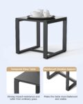 3 Pieces Outdoor Patio Furniture Set Rocking Bistro Set Outdoor Rattan Conversation with Coffee Table for Garden Balcony Backyard Poolside (Grey Cushion) by Qsun