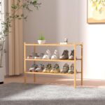 3 Tier Bamboo Shoe Rack for Closet Free Standing Wood Shoe Shelf Storage Organizer for Entryway Small Space Stackable 27"x11"x20" (Natural) by ROMGUAR CRAFT