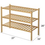 3 Tier Bamboo Shoe Rack for Closet Free Standing Wood Shoe Shelf Storage Organizer for Entryway Small Space Stackable 27"x11"x20" (Natural) by ROMGUAR CRAFT
