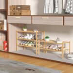 3 Tier Bamboo Shoe Rack for Closet Free Standing Wood Shoe Shelf Storage Organizer for Entryway Small Space Stackable 27"x11"x20" (Natural) by ROMGUAR CRAFT