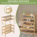 3 Tier Bamboo Shoe Rack for Closet Free Standing Wood Shoe Shelf Storage Organizer for Entryway Small Space Stackable 27"x11"x20" (Natural) by ROMGUAR CRAFT
